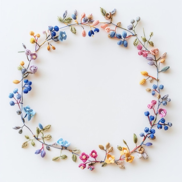 Ręcznie haftowany kwiat na obręczy